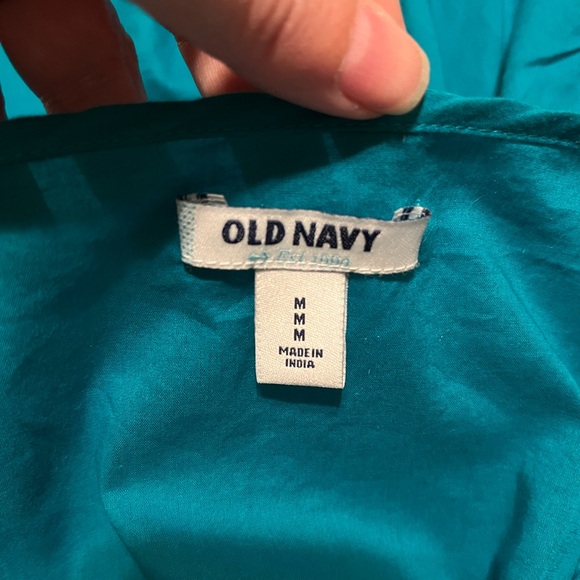 Old Navy Medium Swimsuit Coverup Teal blue green cotton pom poms bathing suit - Picture 6 of 6